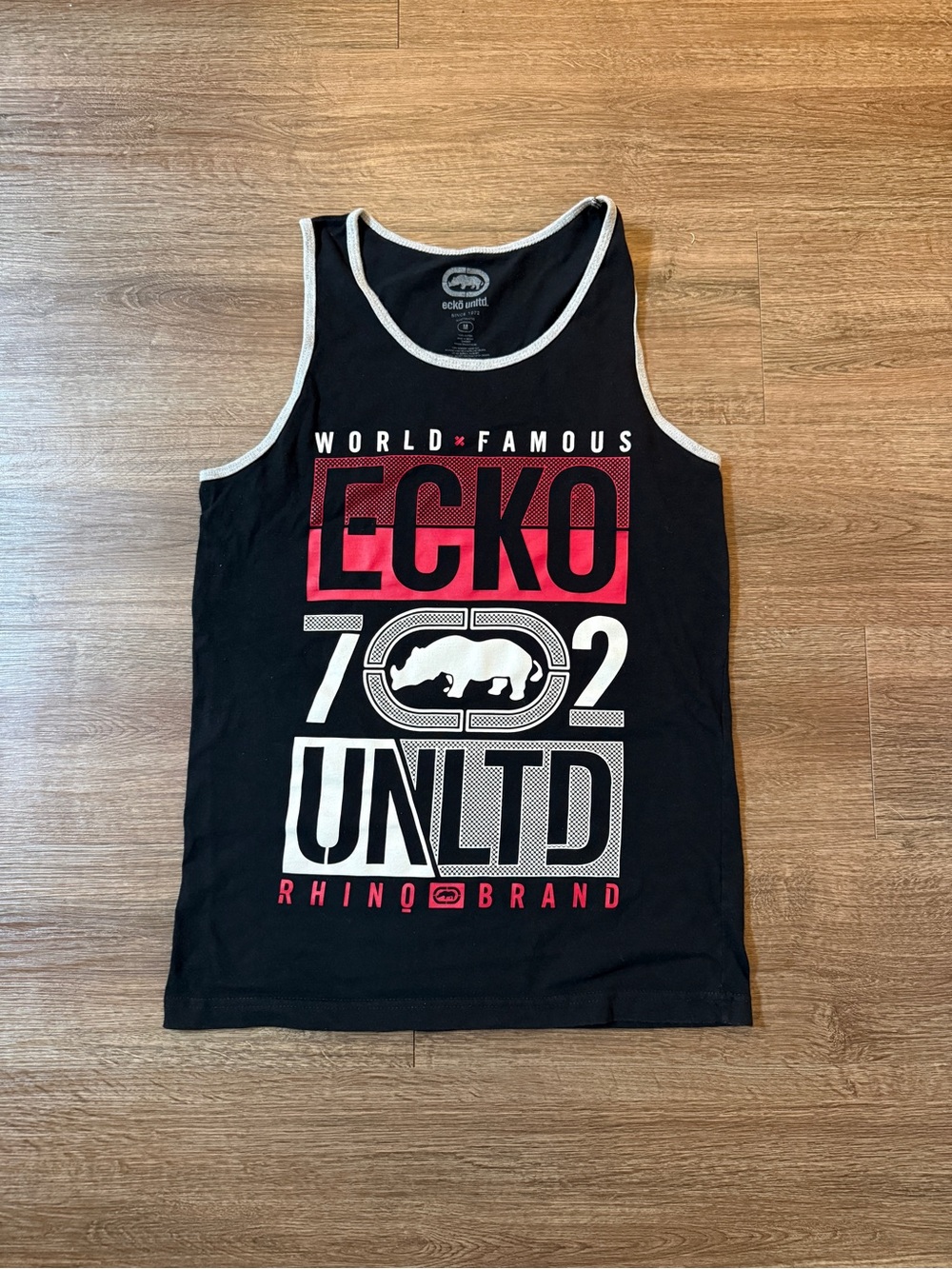 Ecko Unlimited Black Tank with Red & White Graphic